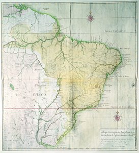 Kart over Brasil, 1749 (fargegravering)